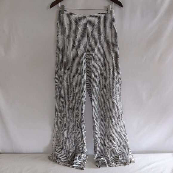 Guess Women's White/Black Palazzo Pants Vertical Stripe Open Sides, Size 4 - Picture 1 of 9